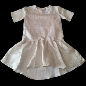 H&M Girls Size 8 Gold Holiday Dress Short Sleeve NWT